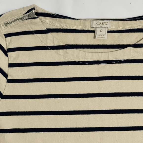 J. Crew 100% Cotton Stripe Zip Top Crewneck T-shirt Dress Mini Size Small - Picture 3 of 6